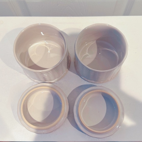 [ 2 FOR $25 ] CERAMIC NAUTICAL ROPE DESIGN CANISTERS WITH LIDS - Picture 5 of 7